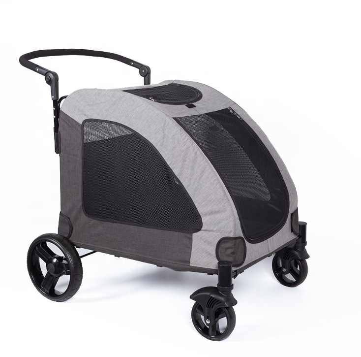 New Style 4 Wheels Dog Stroller Pet Stroller Foldable Pet Travel Jogger Wagon with Adjustable Handle Mesh Skylight