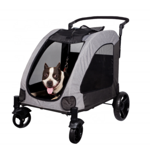 New Style 4 Wheels Dog Stroller Pet Stroller Foldable Pet Travel Jogger Wagon with Adjustable Handle Mesh Skylight