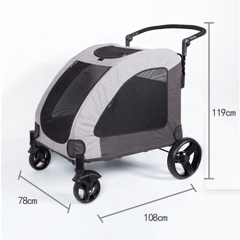 New Style 4 Wheels Dog Stroller Pet Stroller Foldable Pet Travel Jogger Wagon with Adjustable Handle Mesh Skylight