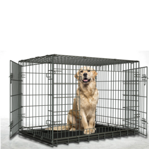 24/30/36/42/48 Inches Single Double Door Leak-Proof Plastic Pan Dog Crates Metal Folding Dog Kennel for Big Pets