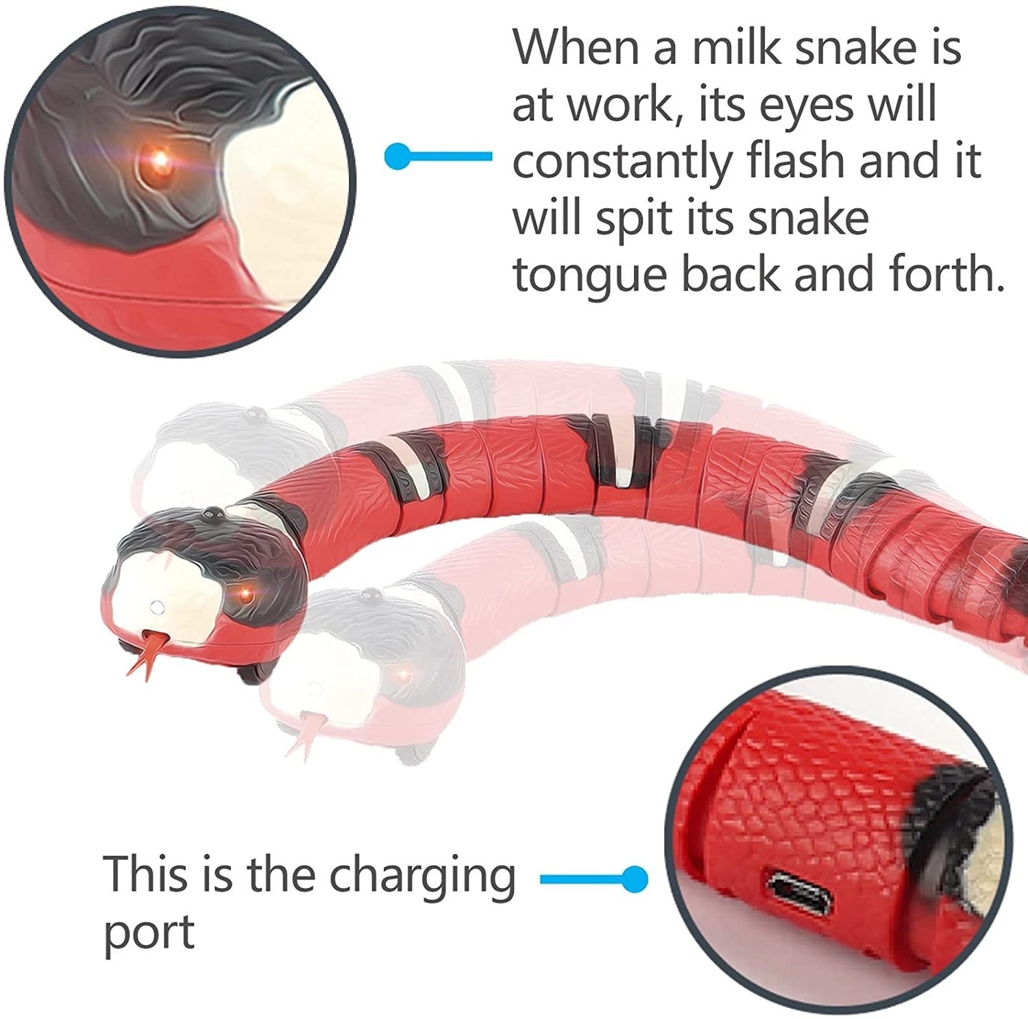 USB Rechargeable Electric Snake Toy Smart Sensing Snake Toy Cat Interactive Snake Cat Toy