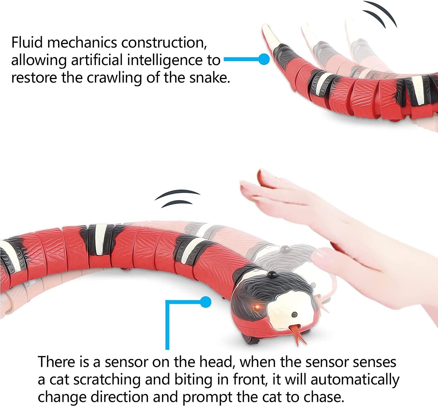 USB Rechargeable Electric Snake Toy Smart Sensing Snake Toy Cat Interactive Snake Cat Toy