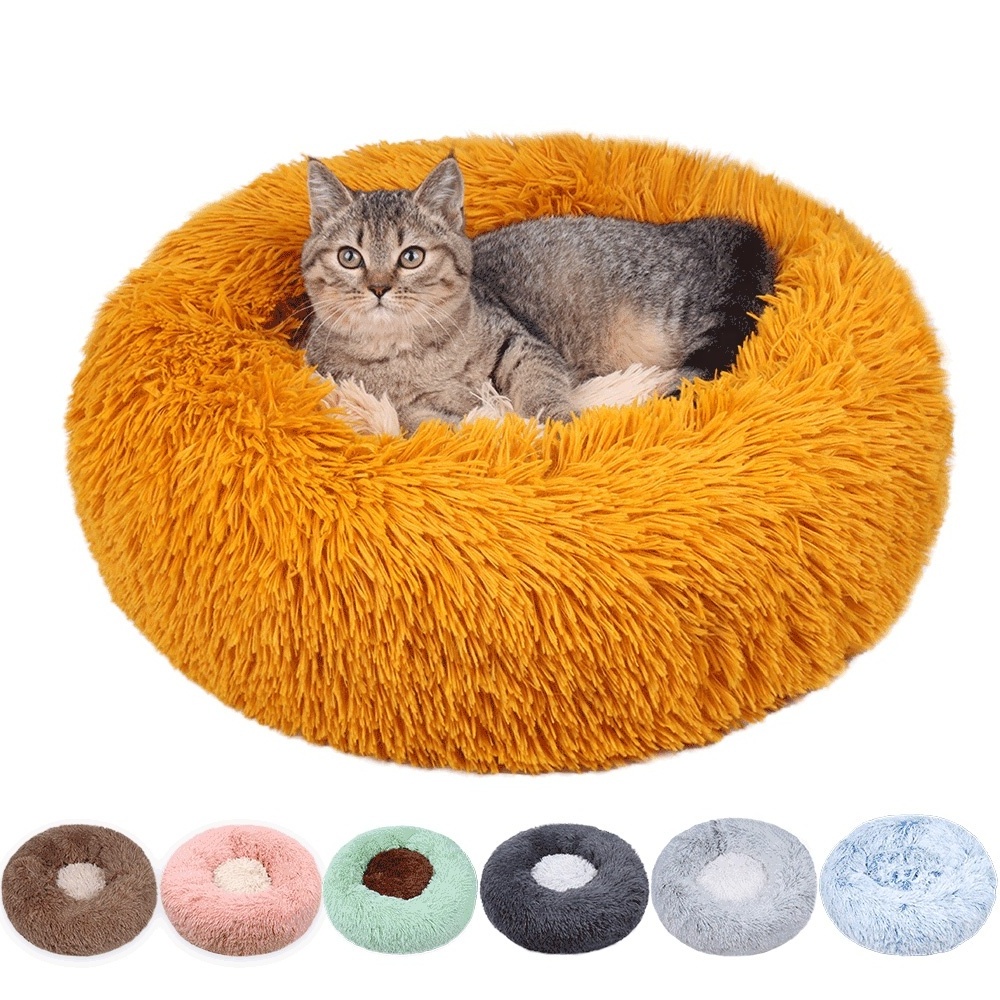 Cats Dogs Bed Cute Fluffy  Soft Washable Luxury Large Comfort Cozy Calming Pet Beds & Accessories for Dog and Cat