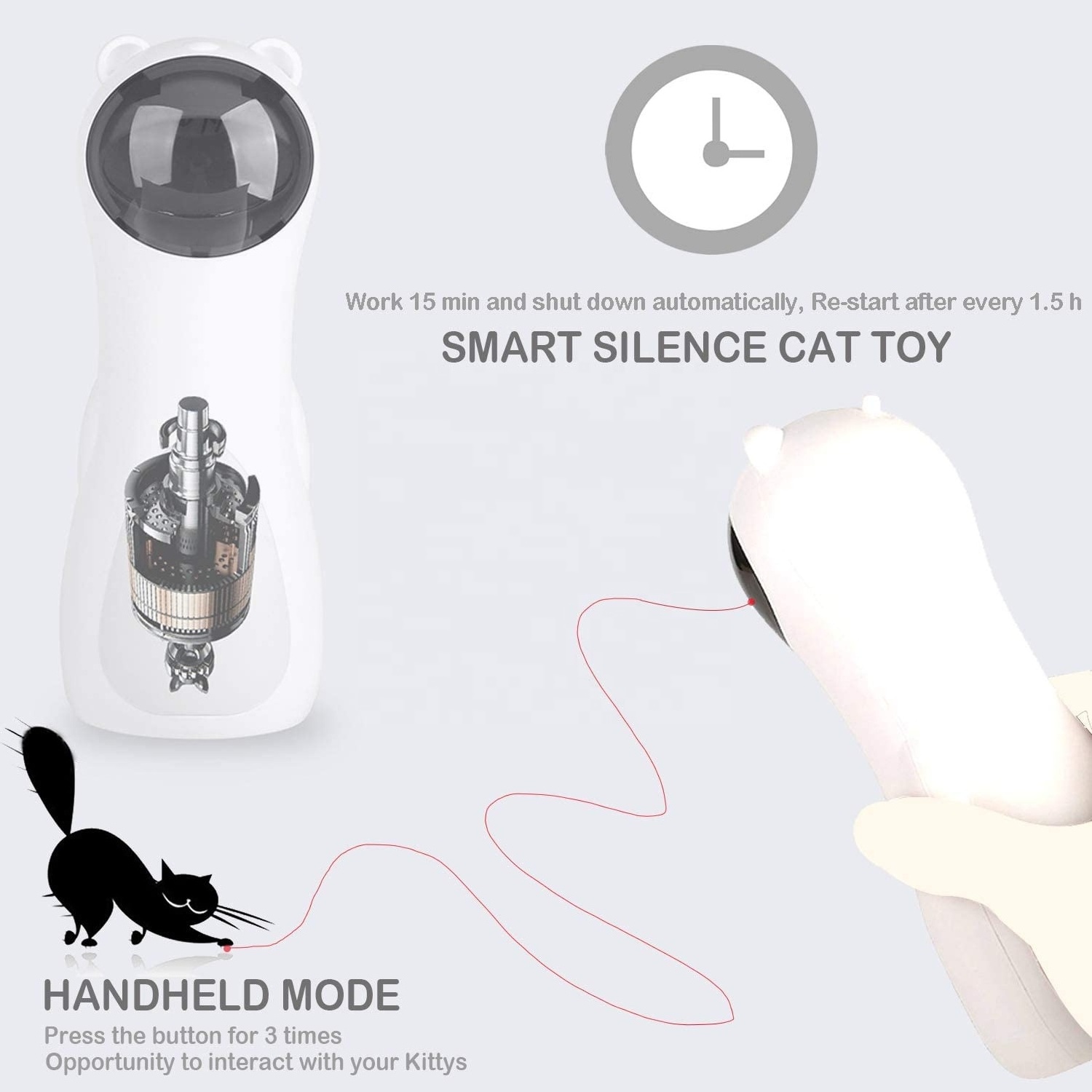 Interactive Pet Cat Laser Toys Rechargeable Cat Red Dot Kitten Cat Toy Laser Pointer Automatic