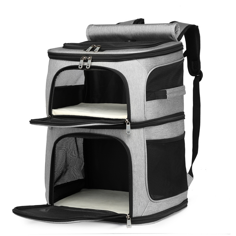 Ventilated Dual Cabin Design Portable Cats Dogs Travel Outgoing Walking Carriers Durable Expandable Pet Carrier Backpack Bag