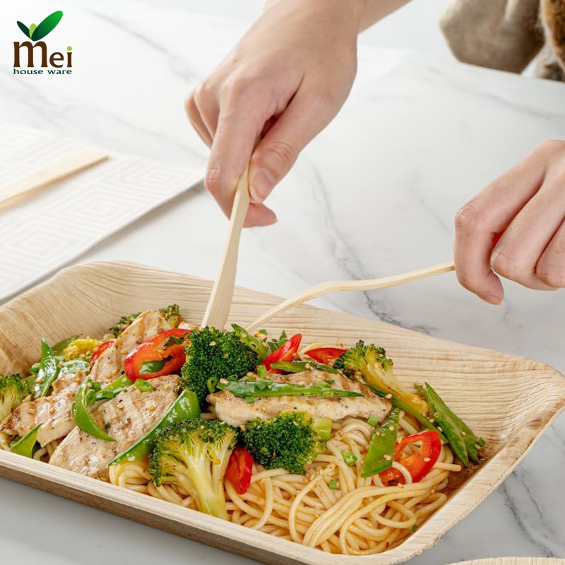 Eco-Friendly Bamboo Cutlery Set Compostable Biodegradable Disposable Fork and Knife for Restaurants Custom Size