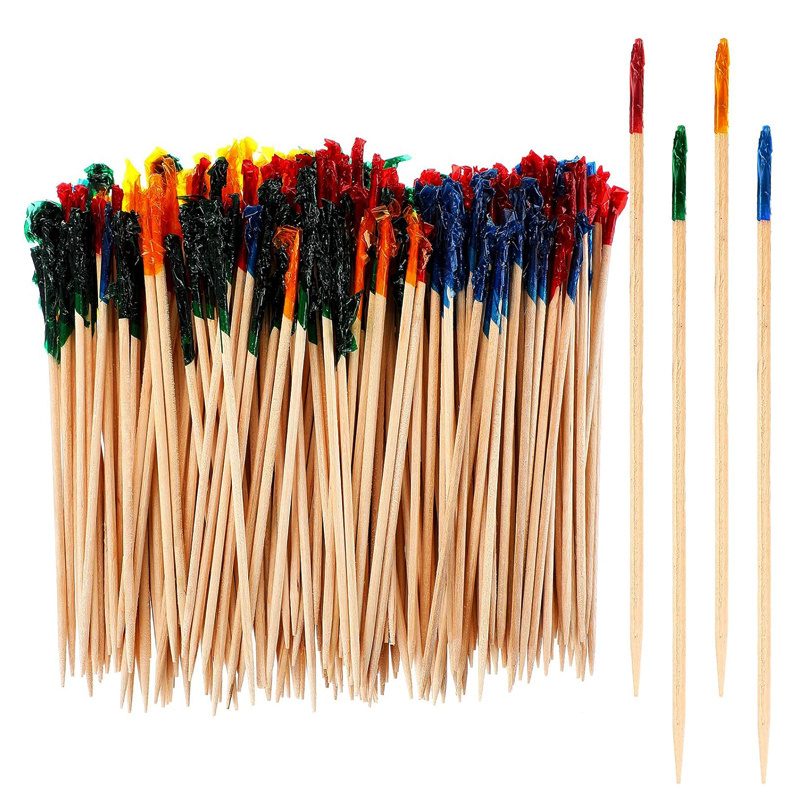 Wholesale Wooden Decorative Toothpicks Mini Paper Umbrella Tooth Picks For Short Party