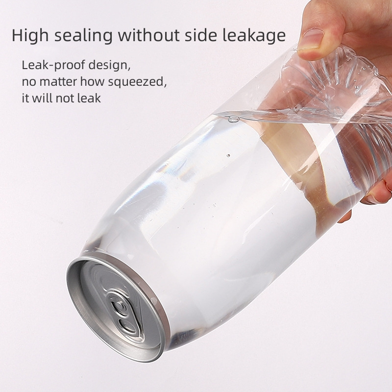 OEM/ODM Plastic Cans 210ml 250ml Transparent Plastic Can Soda Drinking Bottle With Aluminum Customized PET Cans Plastic Bottle