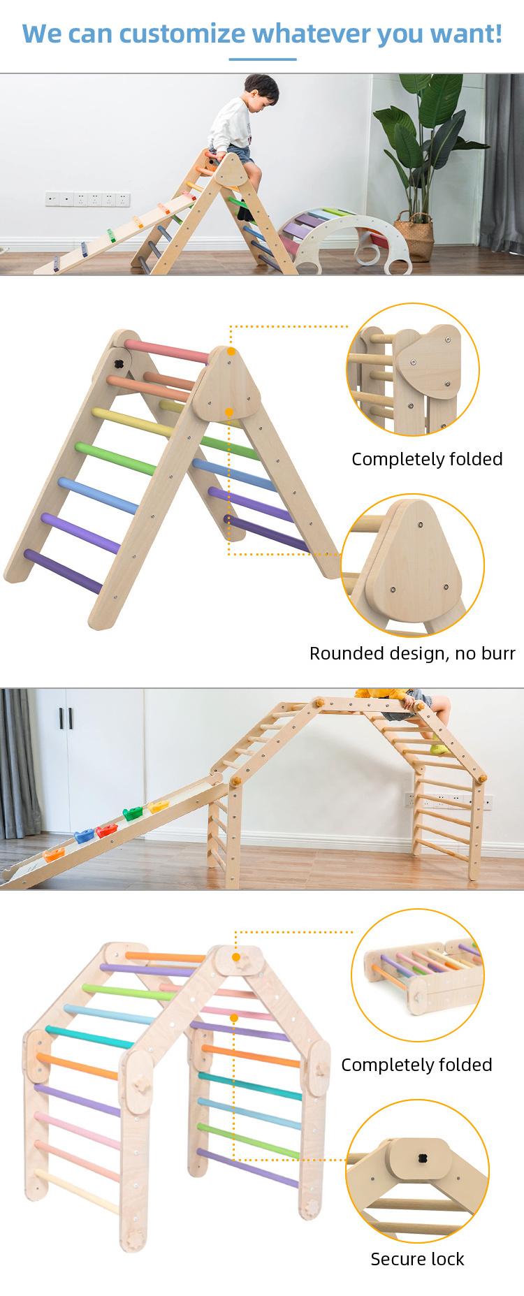 XIHA Cheap Kids Climbing Frames Baby Wooden Outdoor Climbing Frame Montessori Children Indoor Wooden Climb Frame Slide Swing