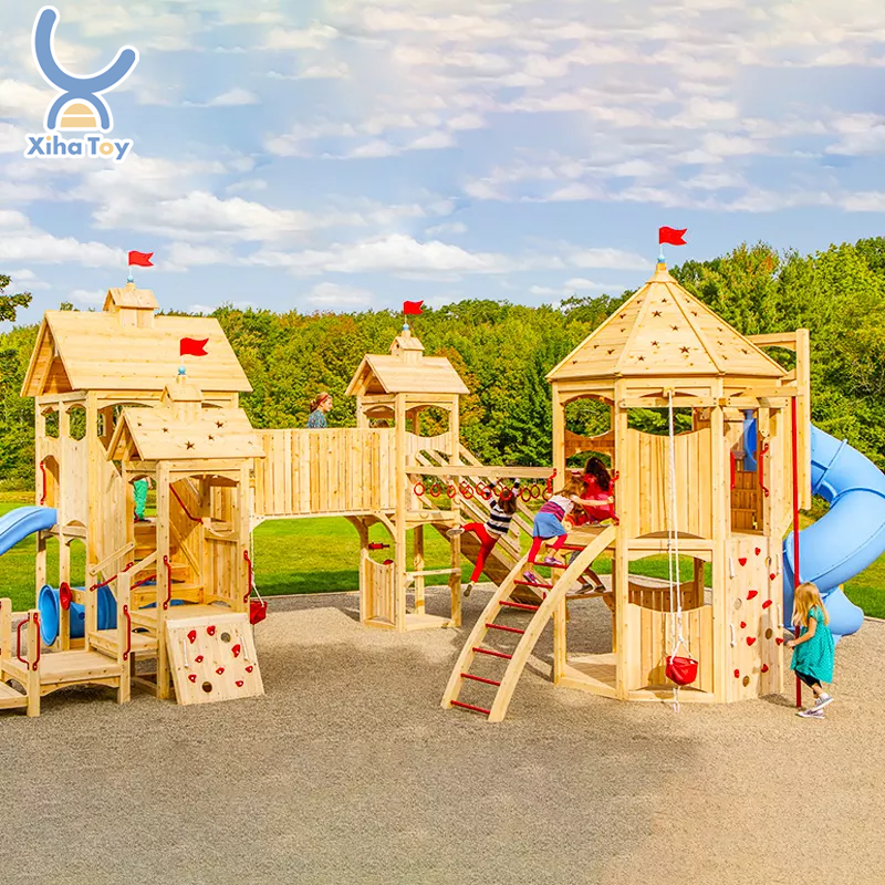 XIHA Wooden Montessori Kindergarten Indoor Outdoor Children Playground Equipment Set Slide Swing Game Playhouse For Kid