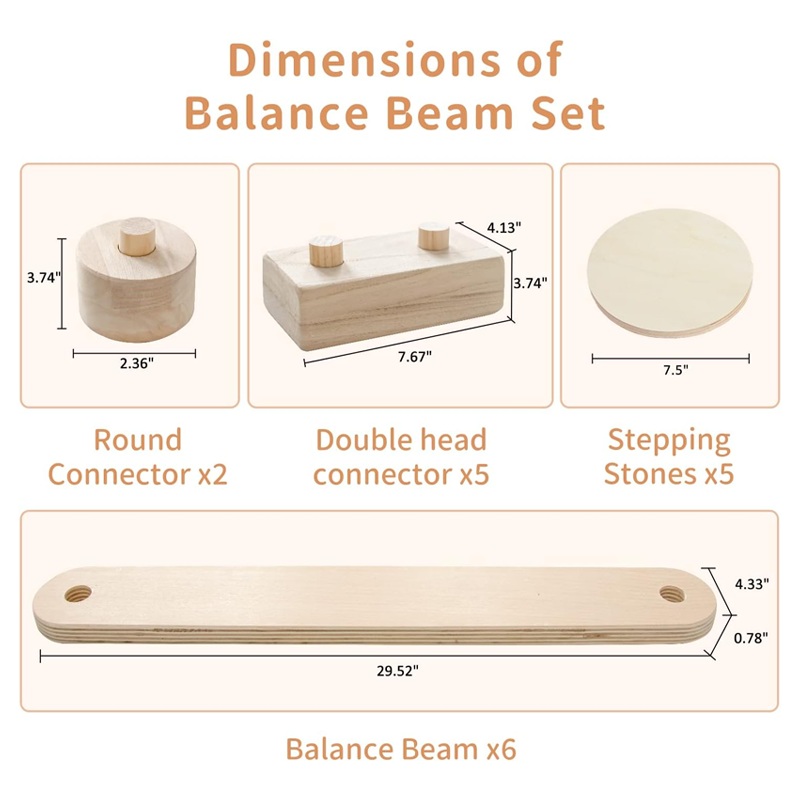 XIHA Wooden Adjustable Balance Beam For Kid Montessori Toddler Indoor Balance Beam With Stepping Stone Toys For Toddler Children