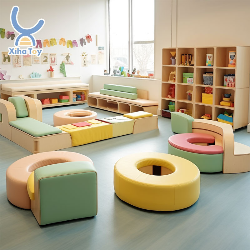 XIHA Modern Montessori Nursery Wooden Furniture For Children Daycare Decor Customized Preschool Layout Decoration Design