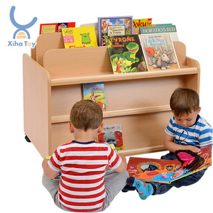 XIHA Wooden Kids Furniture Simple Revolving Book Shelf Bookshelf Modern for Home School Students Simple Toddler Book Display