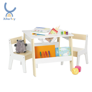 XIHA Kids Table and Chair Set Wooden Activity Table for Toddlers Arts Crafts Drawing Reading Playroom Multipurpose Tabletop