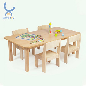 XIHA Childcare Solid Wood PreSchool Montessori Furniture Kids Chair and Table Daycare Kindergarten Classroom Furniture Wholesale