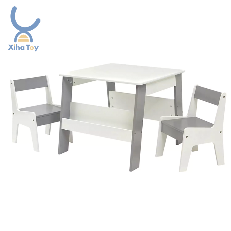 XIHA Kids Table and Chair Set Wooden Activity Table for Toddlers Arts Crafts Drawing Reading Playroom Multipurpose Tabletop