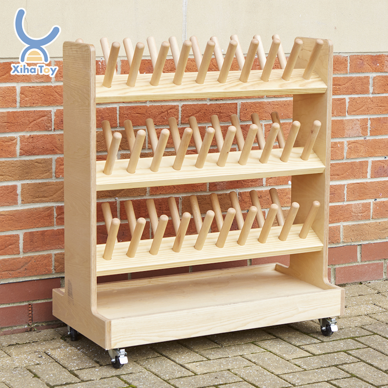 XIHA Montessori Boot And Mitt Mobile Drying Rack Wooden Kindergarten School Furniture Set