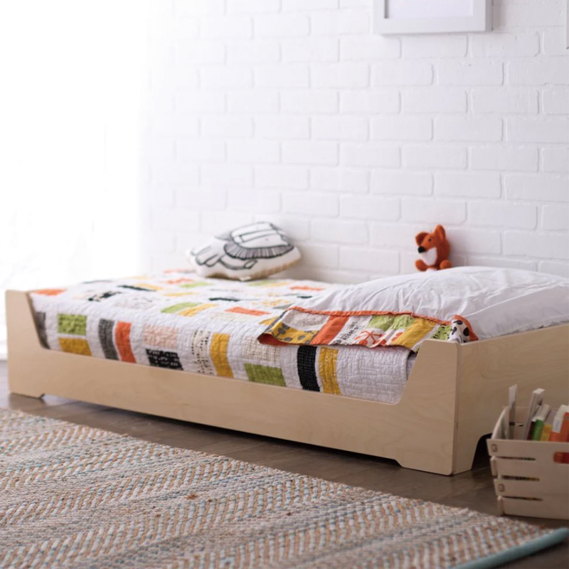 XIHA Modern Kids Montessori House Bed Slide Wooden Toddler Birch Montessori Floor Bed