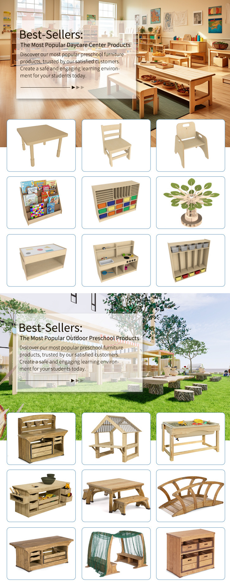 XIHA Daycare Montessori Kindergarten School Furniture Set Preschool Supplies For Kids Wood Nursery Furniture Set