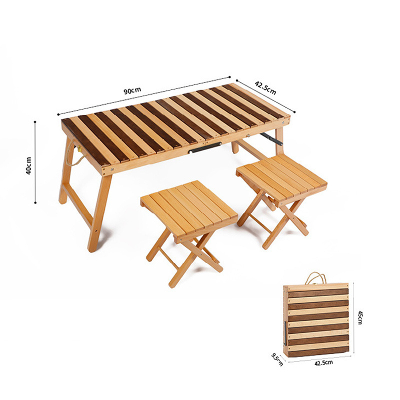 XIHA New Outdoor Folding Table and 2 Chairs Set Leisure Wooden Camping Sets