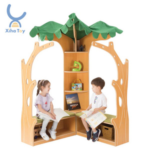 XIHA Library Tree Shaped Bookshelf Preschool Furniture Kindergarten Bookcase Floor Decoration Children Playground Show Shelf