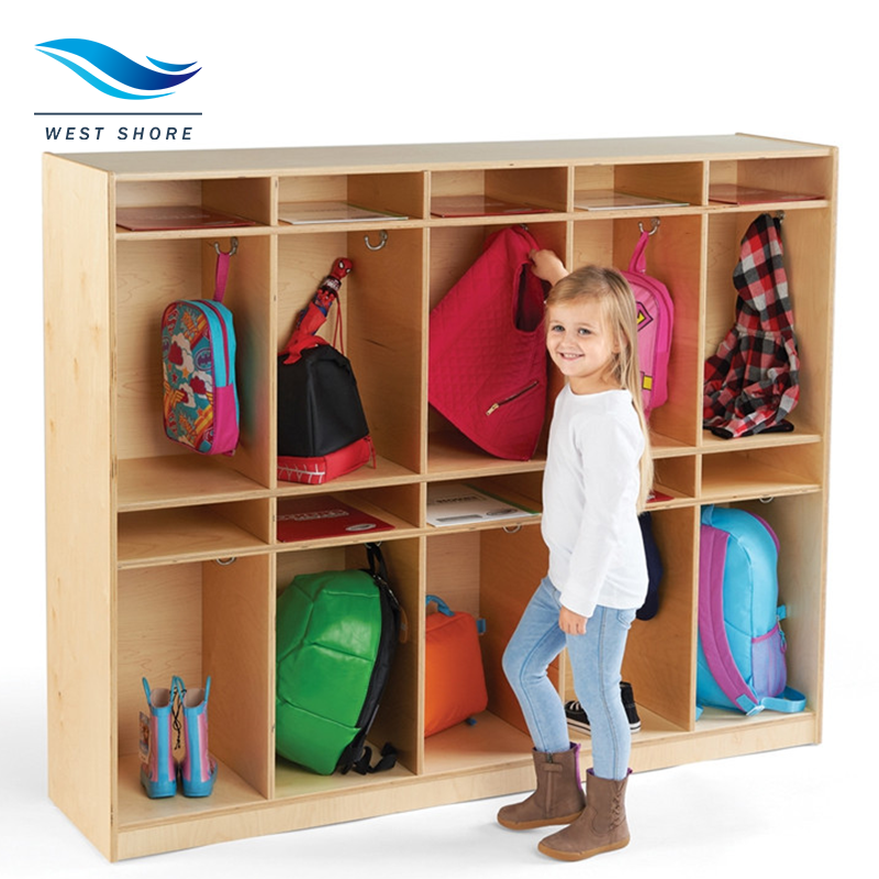 Kids Montessori Kindergarten Wooden Cubbies & Lockers For Cabinet Backpack Storage Toddler Clothes Shoes Storage Organizer