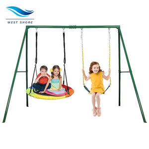 A variety of Outdoor Indoor Toddler Kids Folding Metal Swing Set For Age 1-3 Portable Garden Yard Swing Toys Gift