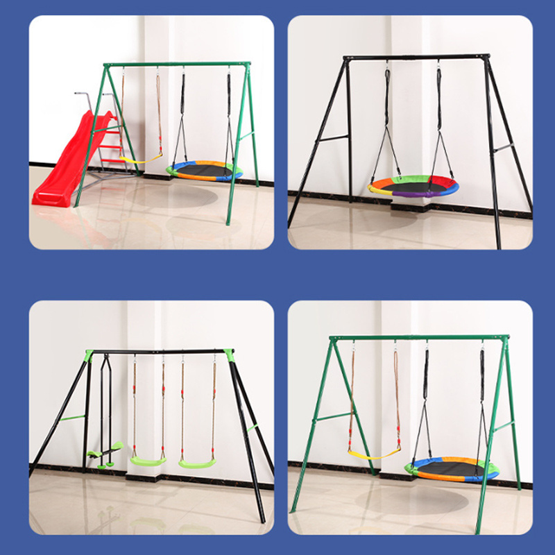 A variety of Outdoor Indoor Toddler Kids Folding Metal Swing Set For Age 1-3 Portable Garden Yard Swing Toys Gift