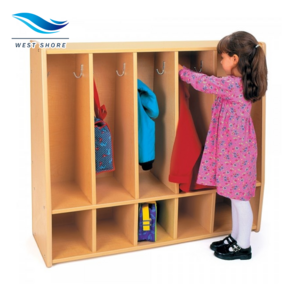 Montessori 2-Section Coat Schoolbag Cubby Locker For Toddler With Bench 5 Storage Boxes Shelves For Preschool And Home Use