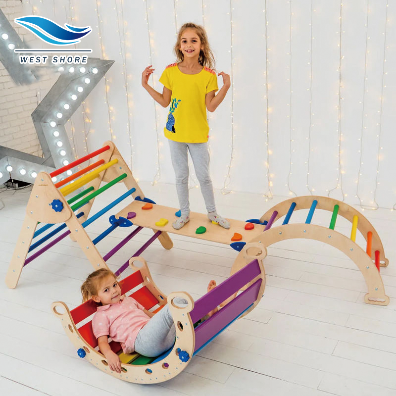 Wooden Climbing Frame Playground Indoor Children Montessori GYM Foldable Climbing Pickler Swing Combination Sports Exercise Sets