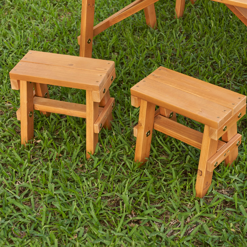 Customized Kids Outdoor Solid Wood Folding Tables And Chairs Anticorrosive Wood Conjoined Garden Combination Set Leisure Picnic