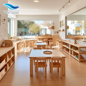 Modern Montessori Kindergarten Nursery Wooden Furniture Set For Children Daycare Customized Preschool Layout Decoration Design