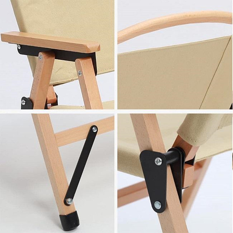 Outdoor Furniture Detachable Camping Chair Portable Beech Folding Camping Wooden Canvas Kermit Chair for Beach Fishing Picnic