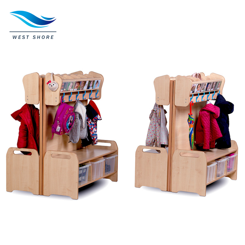 Custom-Made Kindergarten Used Wooden Coat Lockers Cubbies Furniture For Backpack Clothes Shoes Storage Organizer With Hook