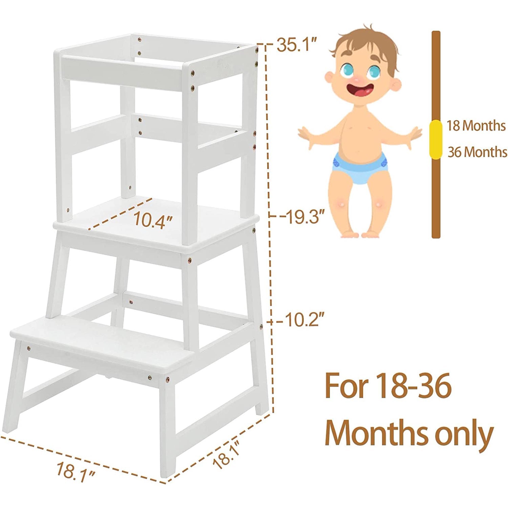 Wooden Kitchen Step Stool For Kids Toddler Two Step Standing Tower Montessori Wooden Learning Furniture