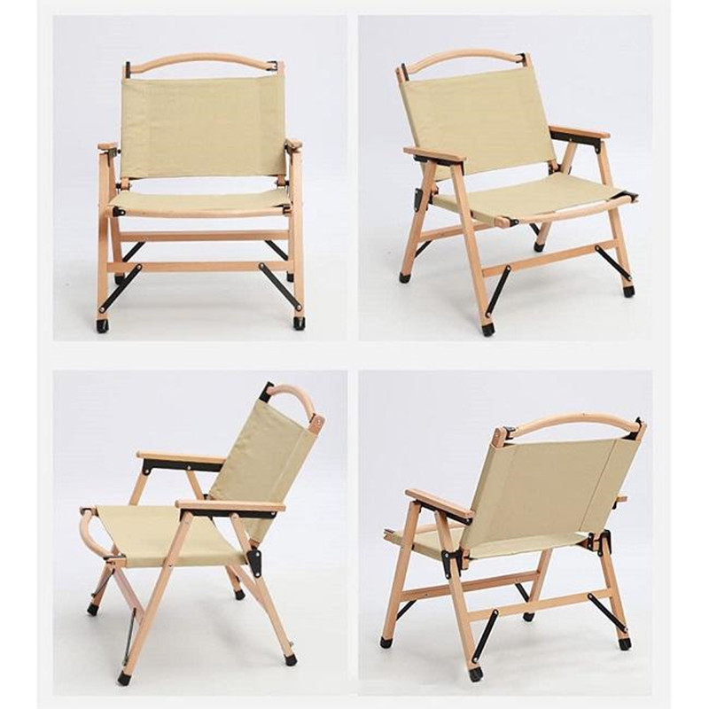 Outdoor Furniture Detachable Camping Chair Portable Beech Folding Camping Wooden Canvas Kermit Chair for Beach Fishing Picnic