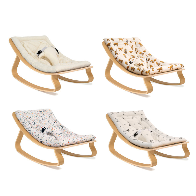 Adjustable Wooden Baby Bouncer Chair Automatic Bouncer Kids Portable Fold Cradle Swing Rocking Lounge Chair