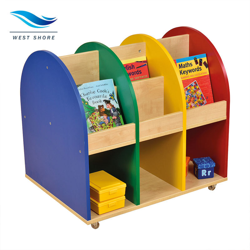 Kindergarten Nursery Preschool Furniture Montessori Bookcase Wood Kid Book Shelf For Classroom Toddler Nursery Shelves Bookshelf