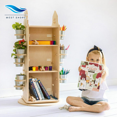 Rotating Bookshelf Children's Book Rack Kids Bedroom Furniture Floor Bookcase Wooden Bookshelf For Kids Library Display Shelf