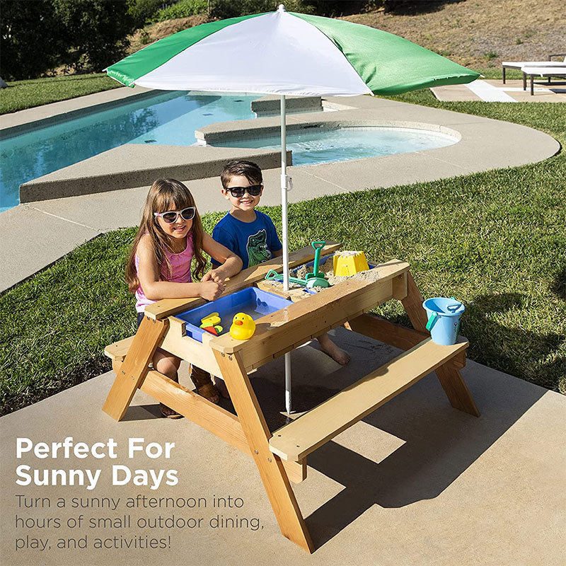 Outdoor Play Sand And Water Table And Chair Set with Cushions and Navy Stripes & Outdoor Double Chaise Lounge