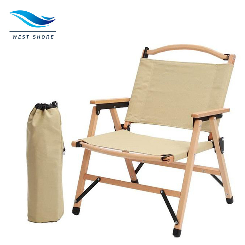 Outdoor Furniture Detachable Camping Chair Portable Beech Folding Camping Wooden Canvas Kermit Chair for Beach Fishing Picnic