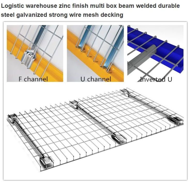 Heavy Duty Industrial Folding Warehouse Storage Galvanized Durable Stacking Pallet Rack Wire Mesh Deck Railing for Box Beam