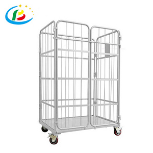 Logistic Metal Supermarket Industrial Welded Durable Cargo Nesting Storage Warehouse Handling Roll Containers with Wheels