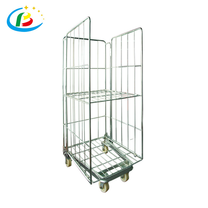 Warehouse Supermarket Logistieke Winkelwagen Roll Cage Roll Container Trolley with Wheels