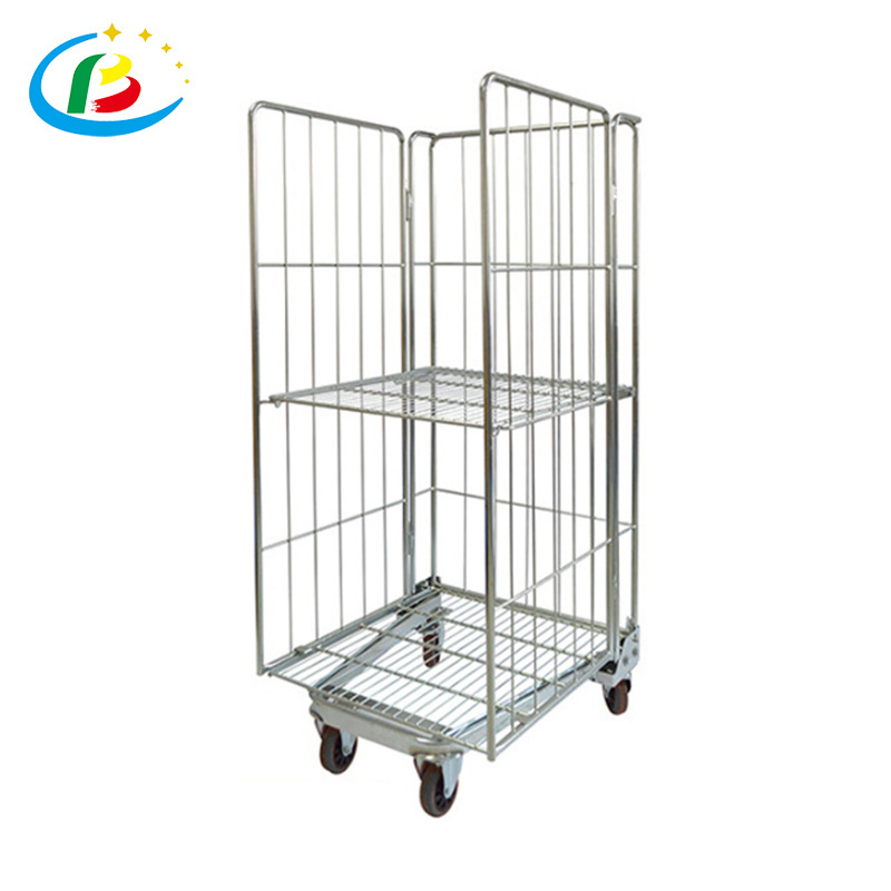 Warehouse Supermarket Logistieke Winkelwagen Roll Cage Roll Container Trolley with Wheels