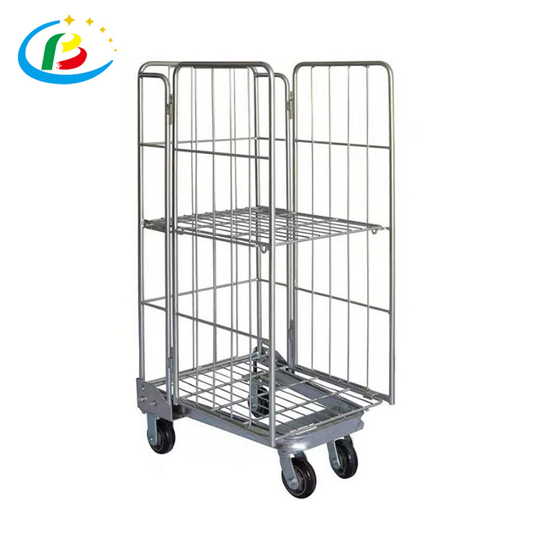 Warehouse Supermarket Logistieke Winkelwagen Roll Cage Roll Container Trolley with Wheels