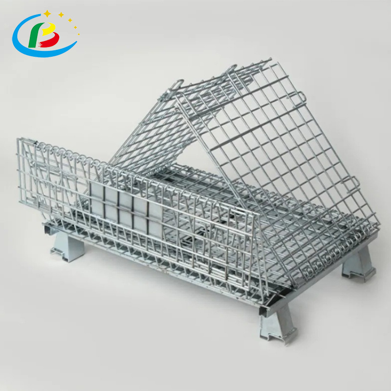 Collapsible Cage Pallet, Foldable Stillage, Warehouse Steel Stillage Metal Pet Preform Wire Mesh Storage Container