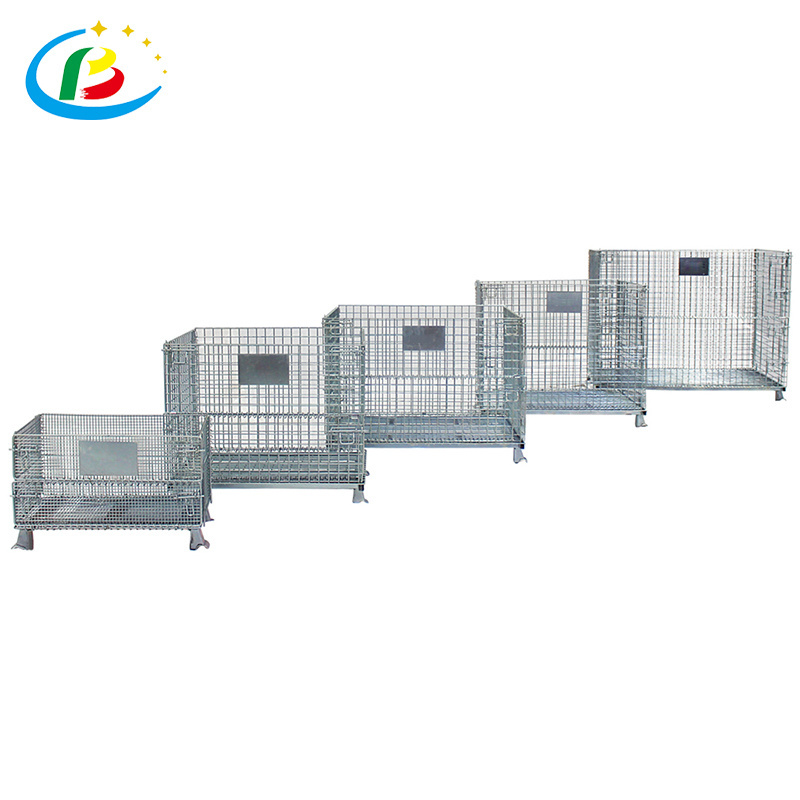 Material Handling Cage Collapsible Metal Bins Foldable Steel Mesh Container Wire Logistics Storage Pallet Cage