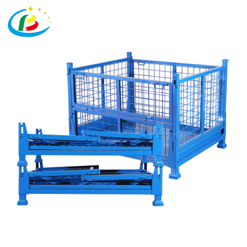 Heavy Duty Folding Lockable Steel Foldable Logistic Wire Container Stackable Storage Steel Container Cages