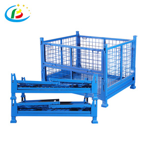 Heavy Duty Folding Lockable Steel Foldable Logistic Wire Container Stackable Storage Steel Container Cages